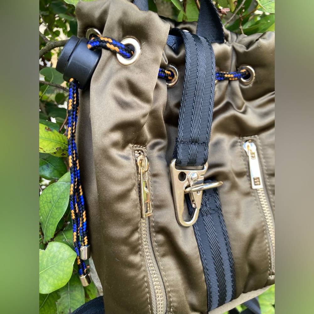 Zara Olive Green and Black Mini Backpack with Blue Accent - Picture 2 of 7